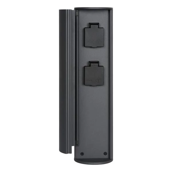 Lucide POWERPOINT - Buitenstopcontact zuil - Stopcontacten met penaarde - Type E -  FR, BE, POL, SVK & CZE norm - Ø 10 cm - IP44 ? Antraciet - detail 1